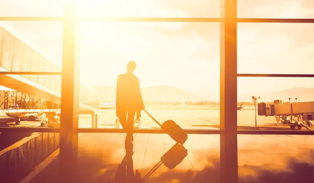 traveller woman waiting at an airport