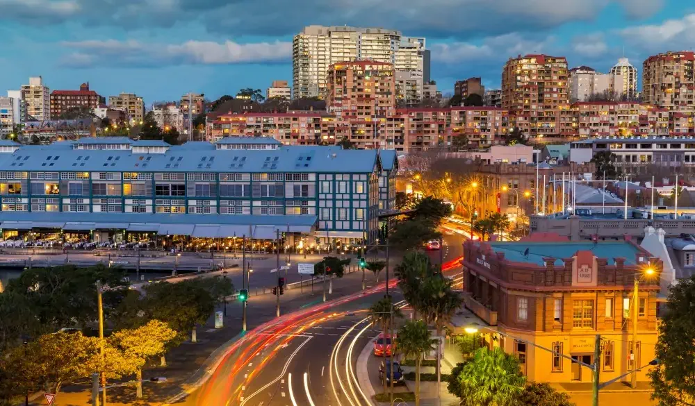 Woolloomooloo Finger Wharf at dusk