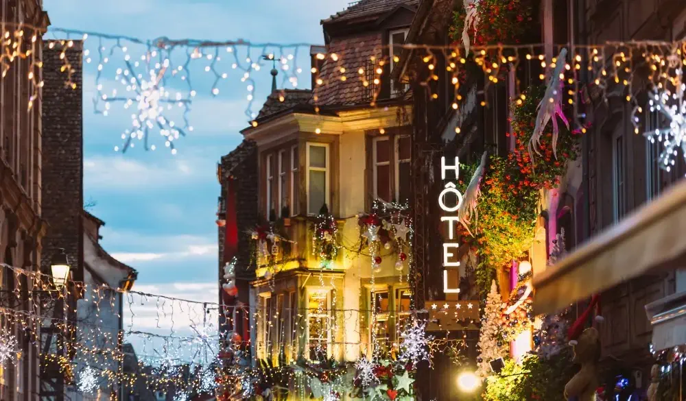 Hotel neon sign in France
