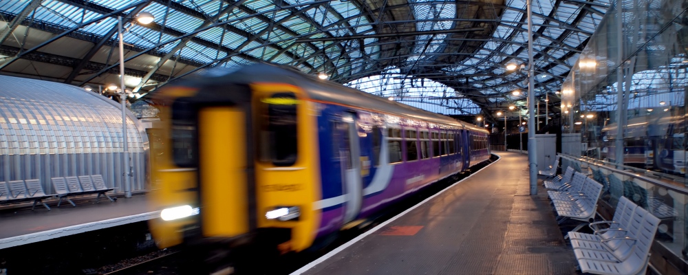 Liverpool train station motion blur