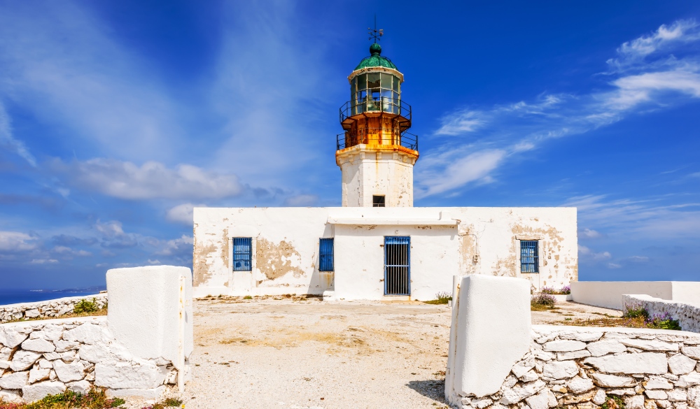 Armenistis lighthouse on the island of Mykonos