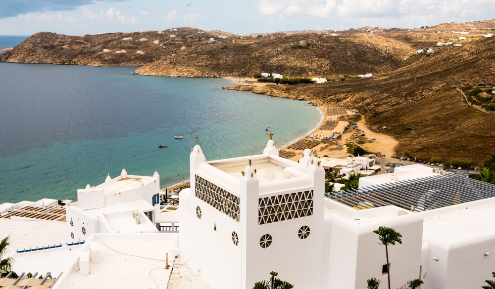 view on Elia beach on Mykonos; Shutterstock ID 322764335