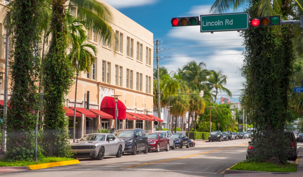 Lincoln Road Miami Beach pedestrian crosswalk; Shutterstock ID 1514932523