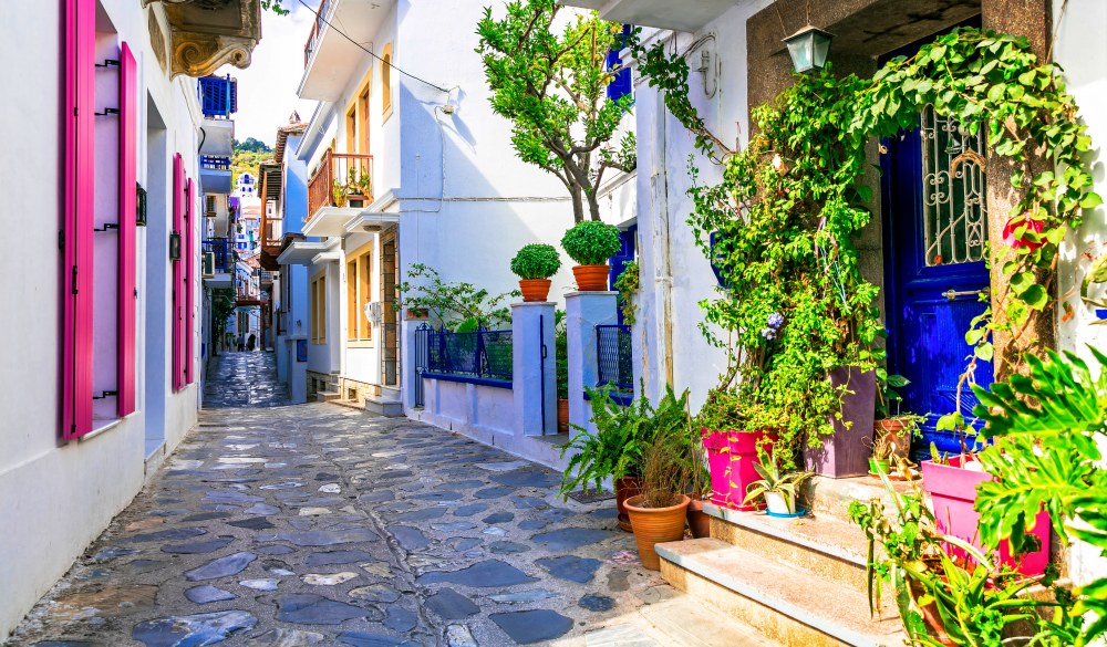 charming colorful streets with traditional bars and taverns