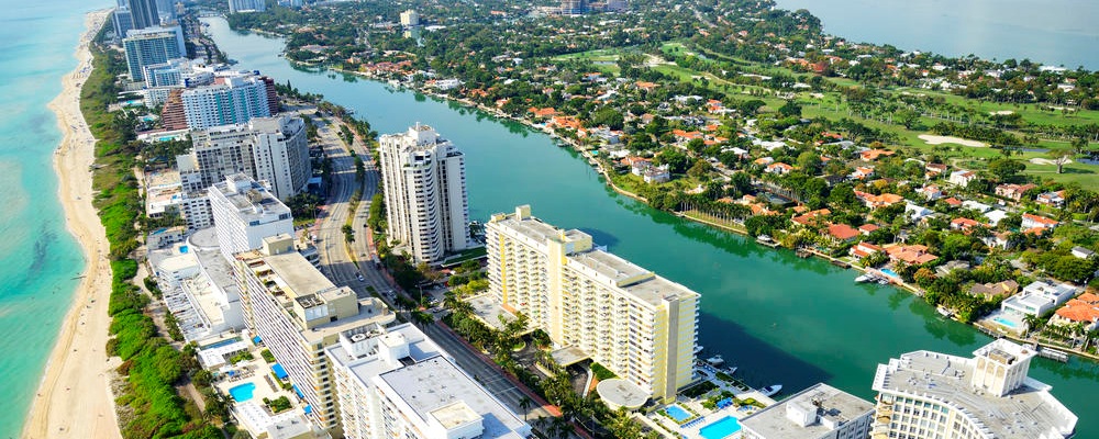 Miami Beach aerial view, Florida, USA.