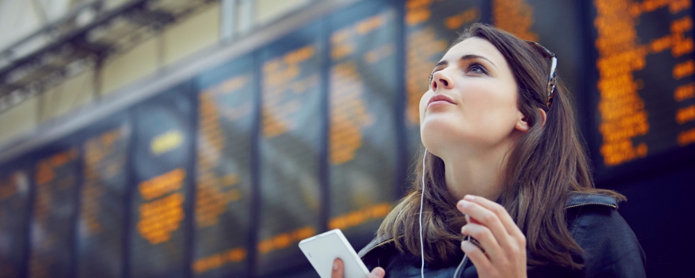 Woman looking at departure information