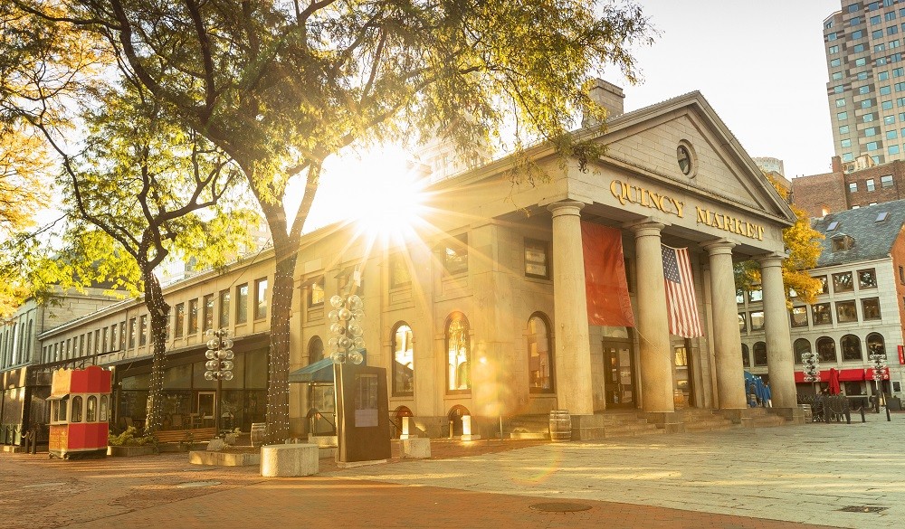 Quincy Market across from the Great Hall of Faneuil Square