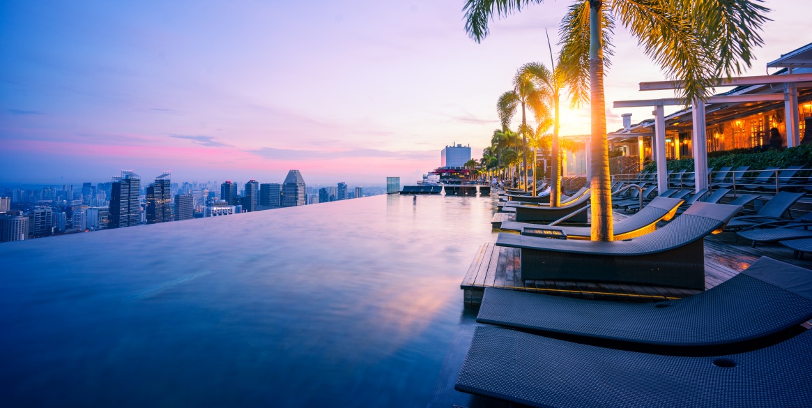 Cityscape of Singapore city with morning sunrise sky