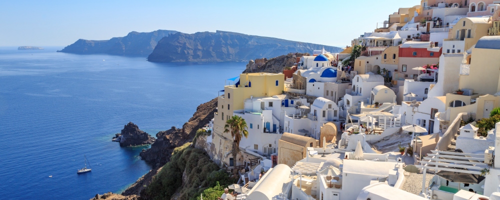 Cityscape of Oia village in Santorini island, Greece