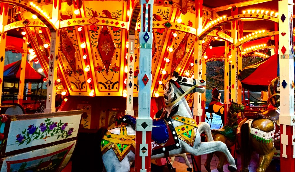 carousel in an amusement park in Osaka