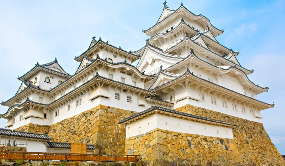Main tower of the Himeji Castle, the white Heron castle, Japan. UNESCO world heritage site after restauration and reopening.; Shutterstock ID 575905408