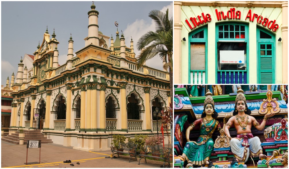 A pair of deities from the Sri Srinivasa Perumal Hindu Temple in Singapore, Little India Arcade, Abdul Gafoor Mosque