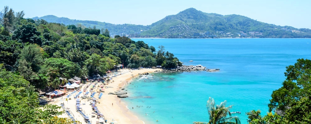 A view of Kamala beach on the exotic island of Phuket in Thailand.