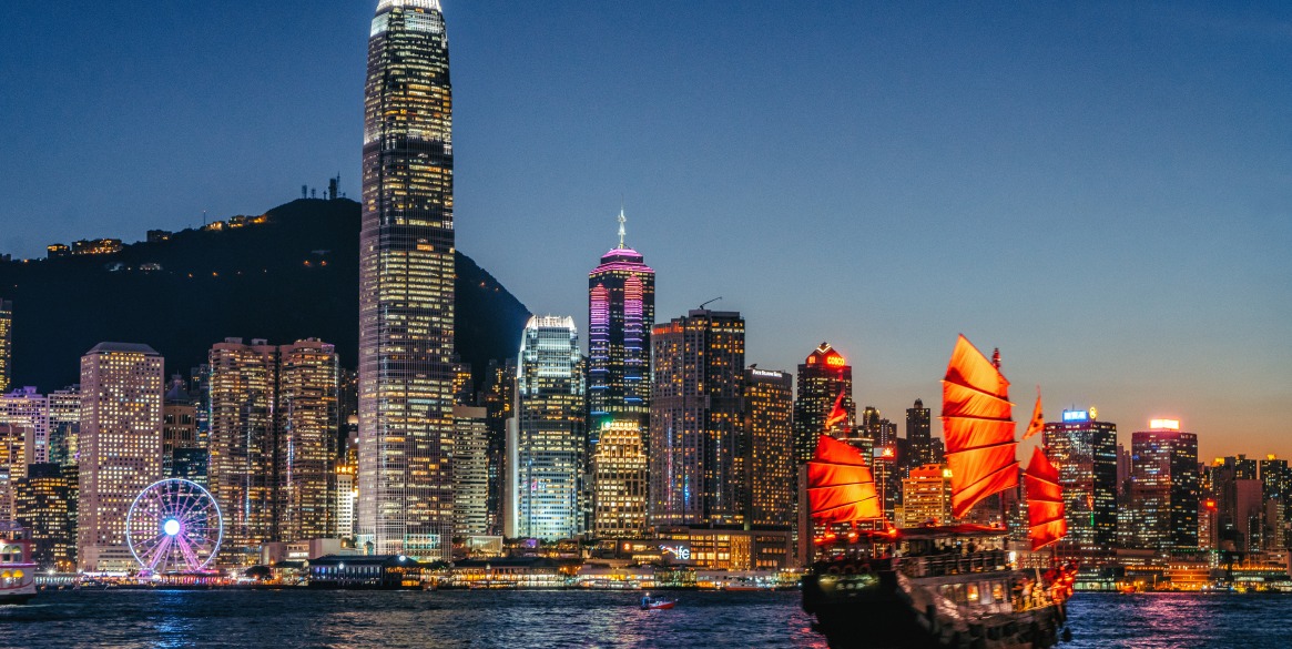 Junkboat of Hong Kong at Night