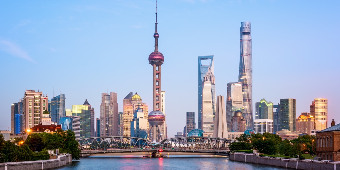 Shanghai Skyline at dusk.