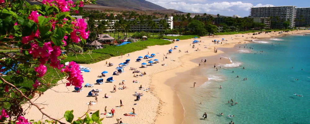 An ocean front hotel on Maui