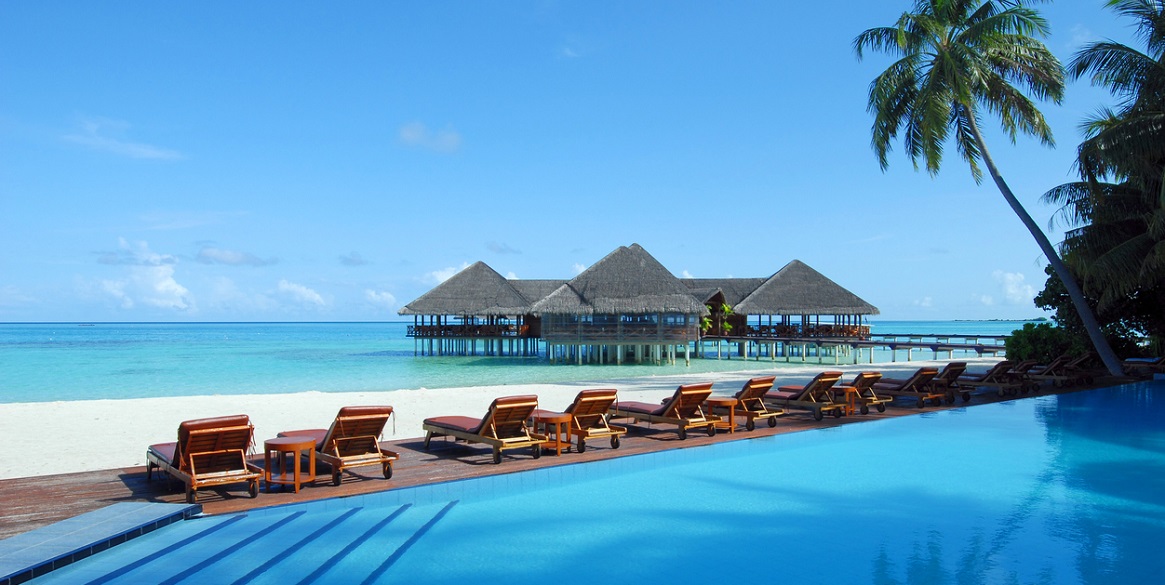 Maldives resort and over water villas