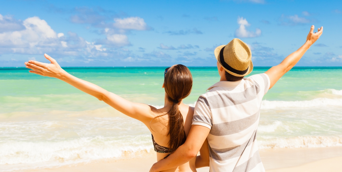 couple enjoying summer beach