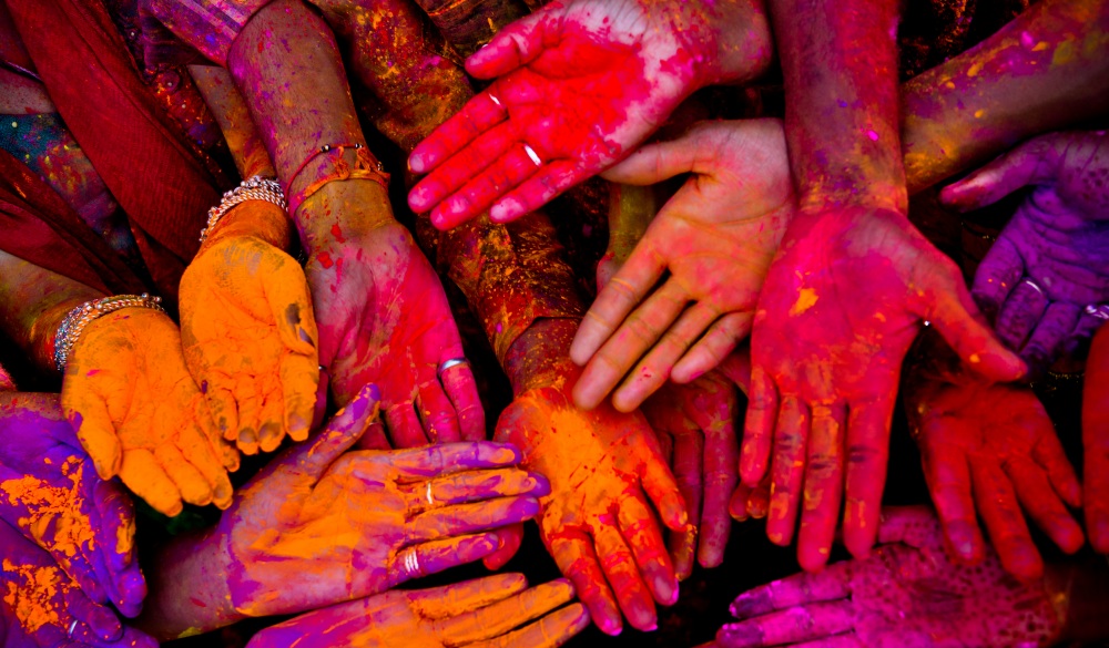 Holi festivalhands in India