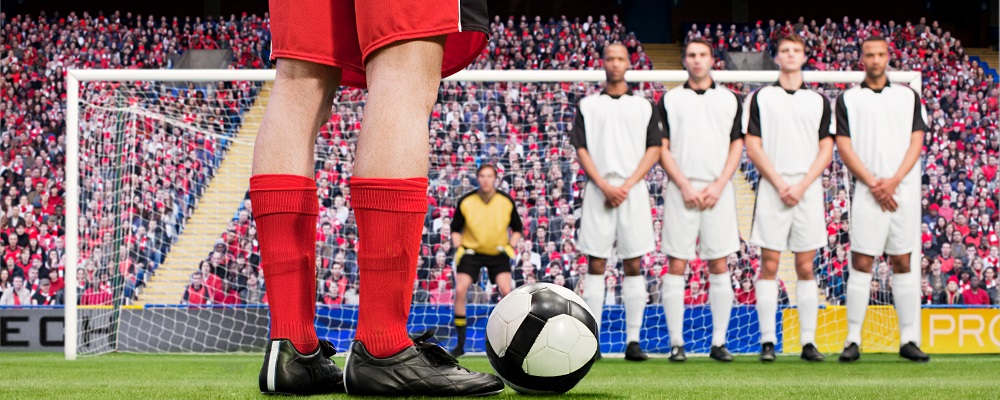 Free kick during a football match