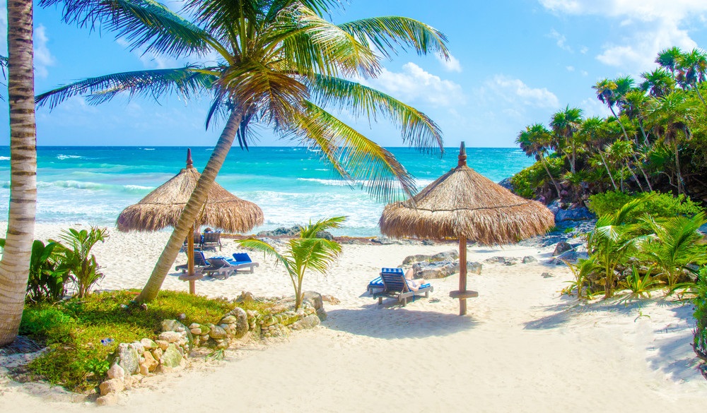 Beach at Tulum in Yucatan Mexico