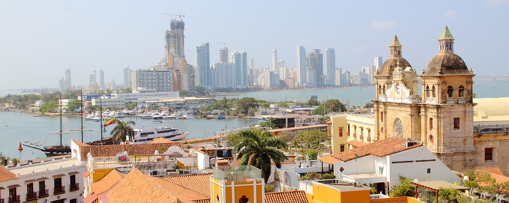 Cartagena, Colombia skyline. Historic city, bocagrande and port