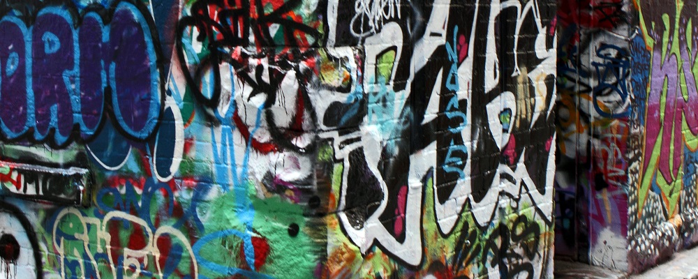 Graffiti on the corner of a side street in Melbourne, Victoria.