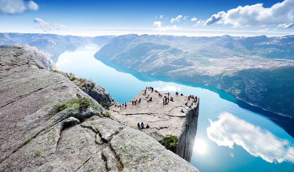 Norway lake and cliffs