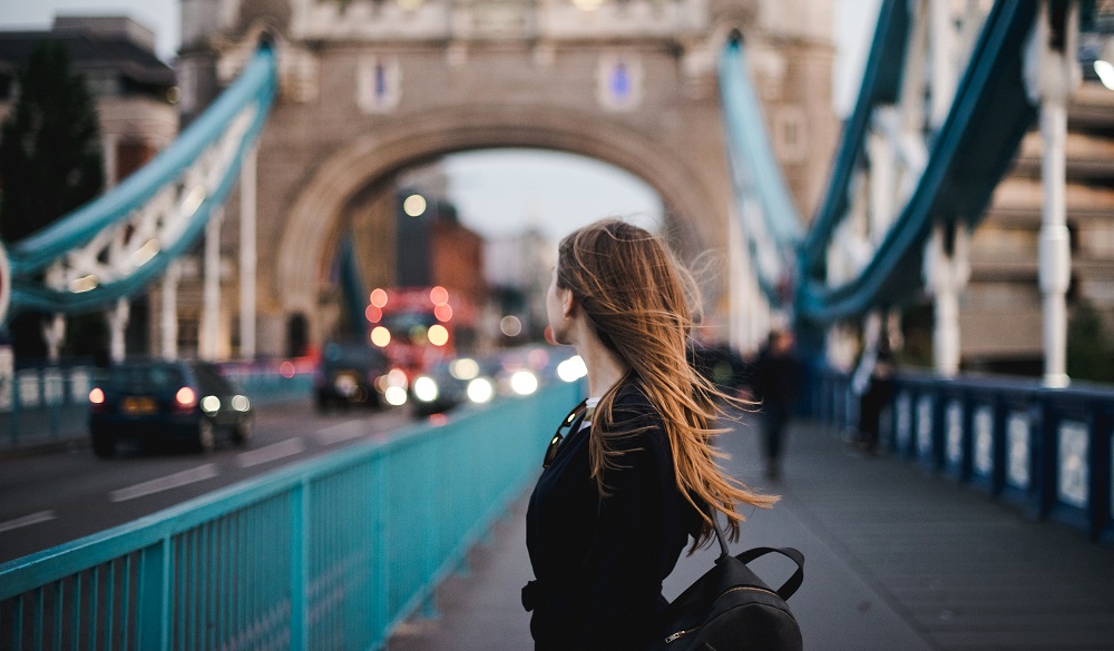 tourist in London tower bridge