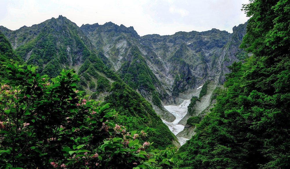 Rugged and green mountain scenery in Japan