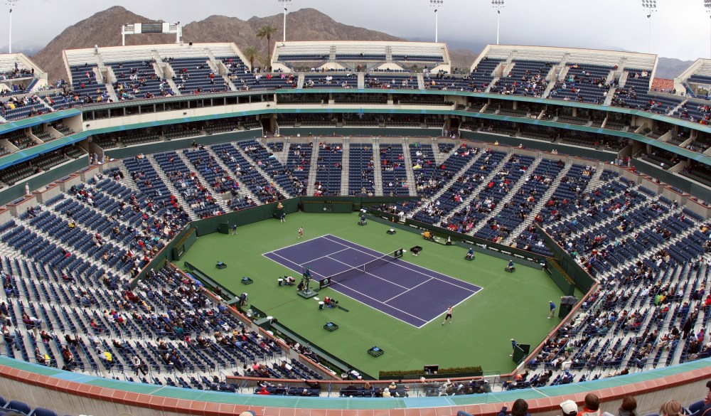 Tennis court at Pacific Life Open; Shutterstock ID 1091576