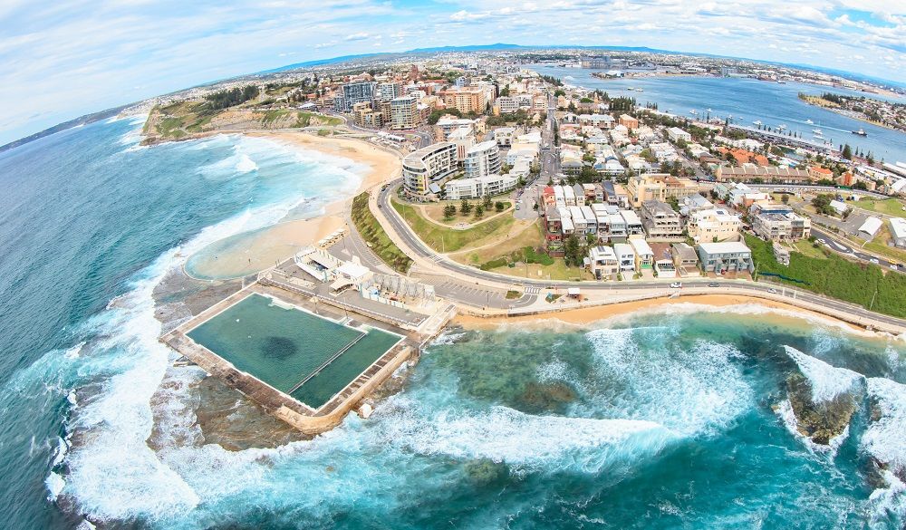 Aerial view of Newcastle beaches