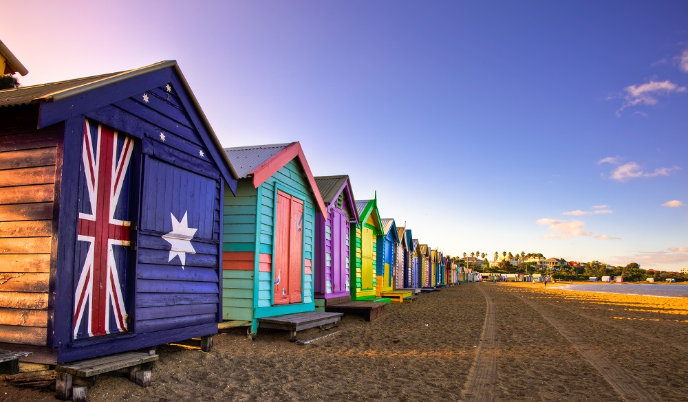 Beach huts in Brighton Beach, Victoria.