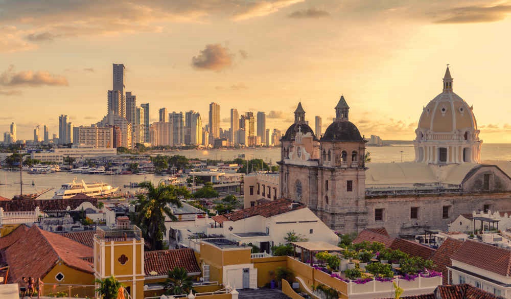 Beautiful sunset over Cartagena,