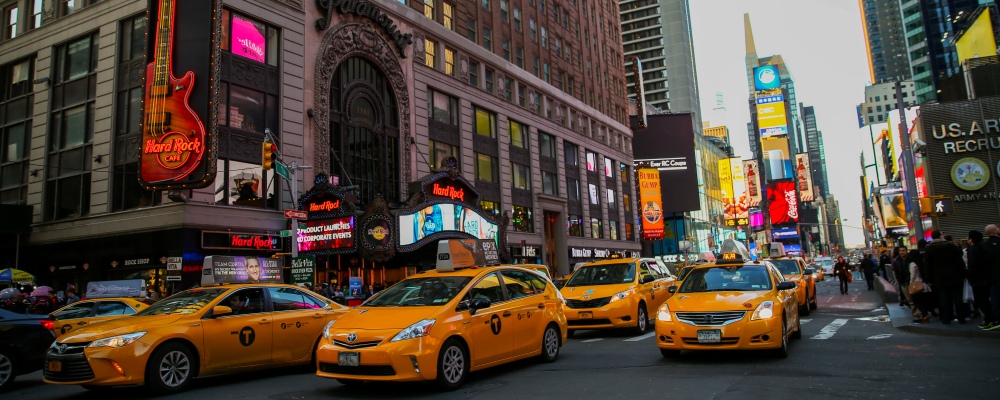 Times Square, New York City, New York State, Night, Taxi