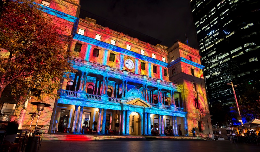 Customs House at Circular Quay, Sydney exterior as part of the Vivid Sydney festival 2014.
