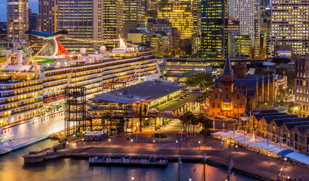 The Rocks & cruise ship at Overseas Passenger Terminal at Circular Quay