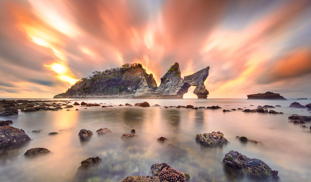 beautiful morning scenery of Atuh beach, nusa penida