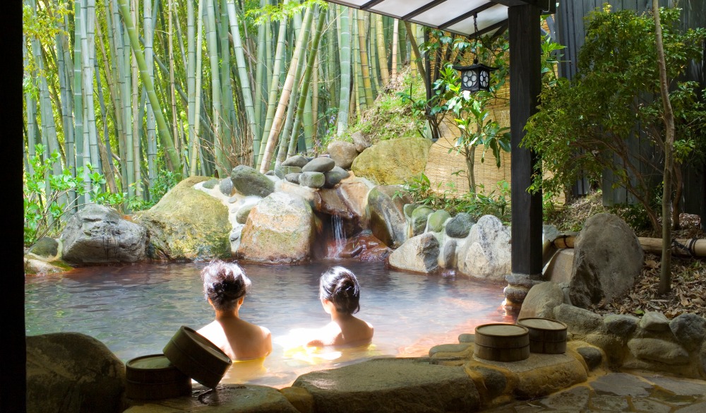 Women bathing on one of the onsens in Kyushu