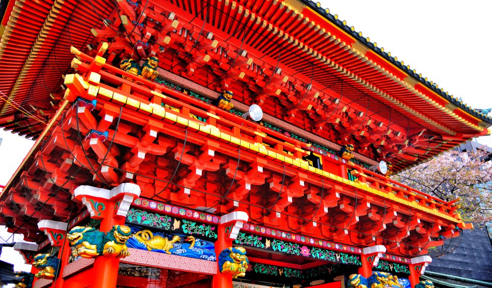 Two-storied gate of Kanda Myoujin shrine.; Shutterstock ID 1443201530