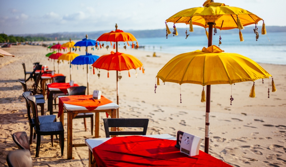 Beach umbrellas in Bali beach