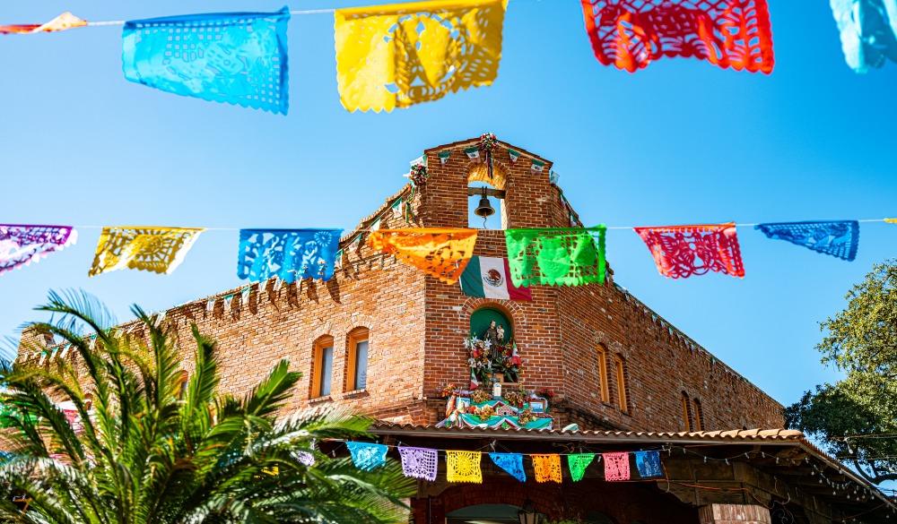 Detail from  Historic Market Square in downtown San Antonio. Three city blocks bounded by Dolorosa, Santa Rosa and West Commerce Streets. Pedestrian malls, with stone fountains, ornamental streetlights, trees and benches. Souvenir shops, Mexican Bakery and Gallery space. Located at the same place since 1890s.