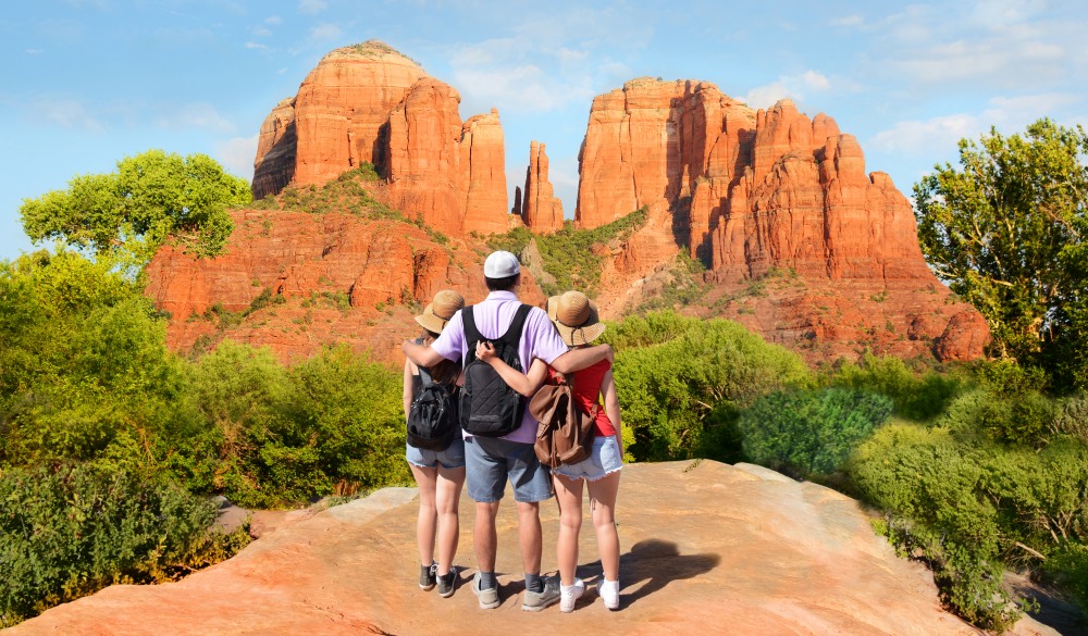 Family enjoying the mountain view in Sedona, mother's day getaway