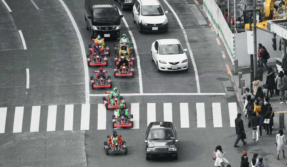 Racing kart running in Shibuya; Shutterstock ID 1085688356