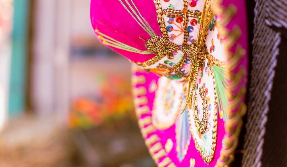 Pink sombrero in the flea markets of Mexico., cinco de Mayo celebration