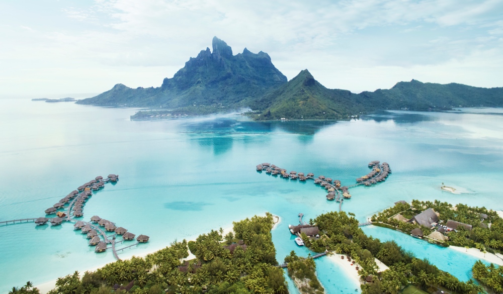 Bora Bora volcano and lagoon, tropical island vacation