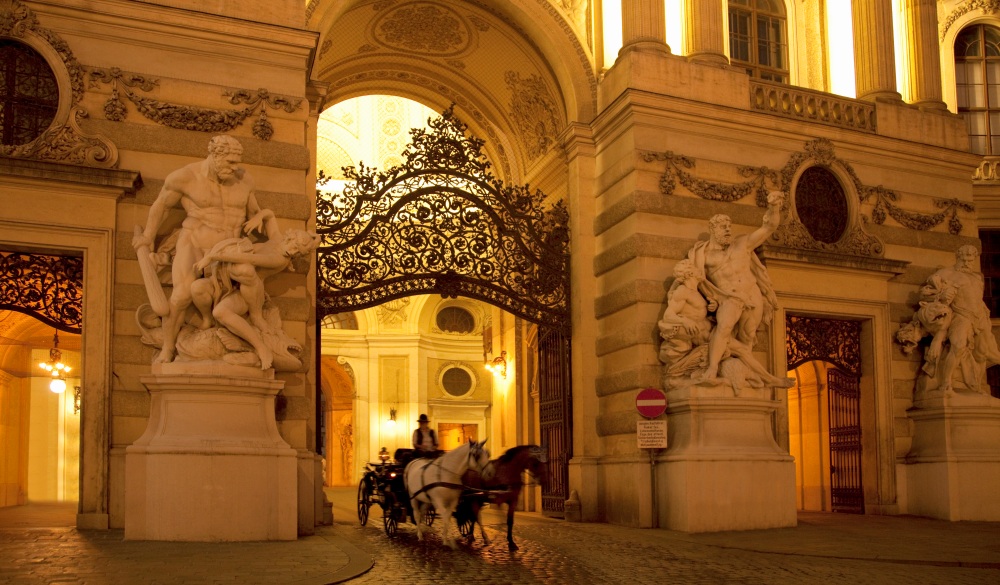 Evening at the Hofburg Palace entrance