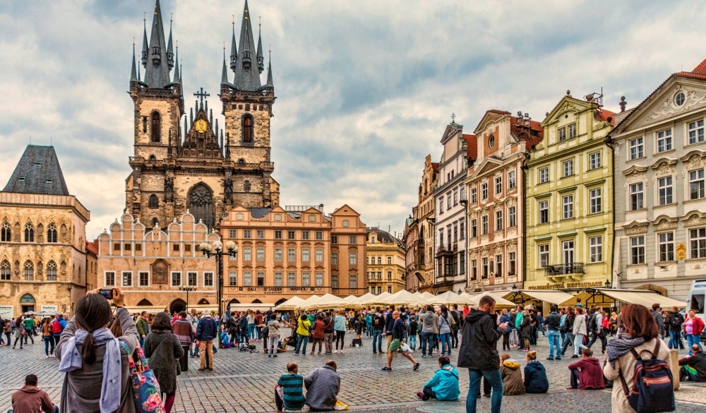 Tourists at the Old Town Square, Prague