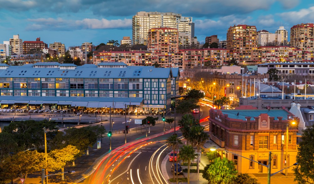 Woolloomooloo Finger Wharf at dusk