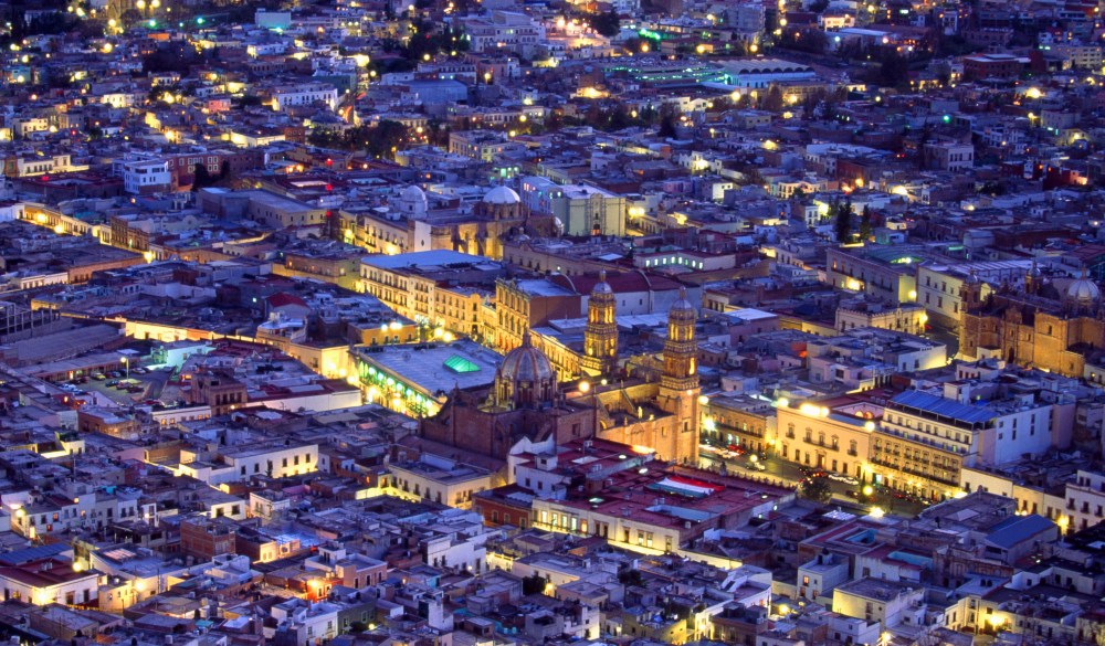 Aerial View of Zacatecas and Basilic Cathedral